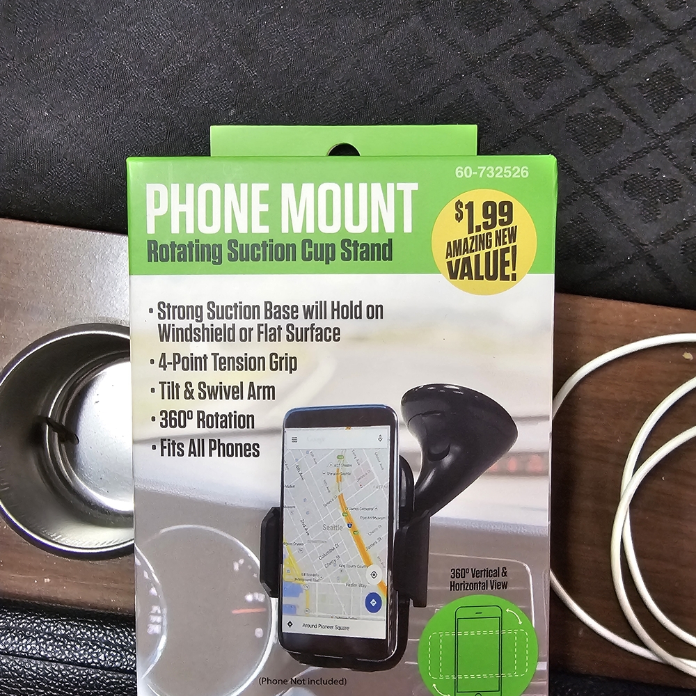 Universal Green and Black Phone Mount with Suction Cup